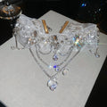 French Vintage Sparkling Lace Crystal Flower Teardrop Choker Necklace For Women view 4
