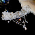French Vintage Sparkling Lace Crystal Flower Teardrop Choker Necklace For Women view 2