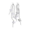 Vacation Style Faux Crystal Beaded Chiffon Butterfly Tassel Drop Earrings For Summer Beach view 5