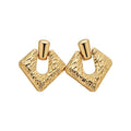 European Minimalist Iron Crumpled Diamond Stud Earrings With Silver Posts For Women view 5