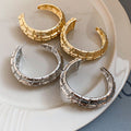2026 New Metal Wrinkled C Shape Stud Earrings With Silver Pins European Geometric Elegant Design view 3