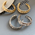 2026 New Metal Wrinkled C Shape Stud Earrings With Silver Pins European Geometric Elegant Design view 1