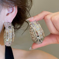 2026 New Metal Wrinkled C Shape Stud Earrings With Silver Pins European Geometric Elegant Design view 4