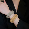 European American Hollow Alloy Open Bangle With Round Bead Melted Texture Statement Design For Women view 3