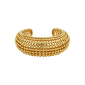 European American Hollow Alloy Open Bangle With Round Bead Melted Texture Statement Design For Women view 5