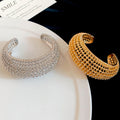 European American Hollow Alloy Open Bangle With Round Bead Melted Texture Statement Design For Women view 4