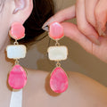 Dopamine Color Resin Square Teardrop Pendant Drop Earrings Vacation Style Earrings view 3