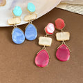 Dopamine Color Resin Square Teardrop Pendant Drop Earrings Vacation Style Earrings view 2
