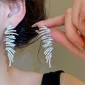 18K Gold Plated Copper Geometric Zircon Tassel Stud Earrings For Evening Dress view 4