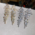 18K Gold Plated Copper Geometric Zircon Tassel Stud Earrings For Evening Dress view 3