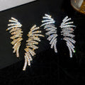 18K Gold Plated Copper Geometric Zircon Tassel Stud Earrings For Evening Dress view 1