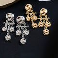 Vintage Luxury Alloy Silver Needle Pleated Metal Long Tassel Geometric Round Drop Earrings view 2