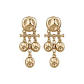 Vintage Luxury Alloy Silver Needle Pleated Metal Long Tassel Geometric Round Drop Earrings view 5