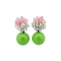 Sweet Dopamine Style Resin Round Flower Stud Earrings With Silver Pins For Women view 5