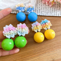 Sweet Dopamine Style Resin Round Flower Stud Earrings With Silver Pins For Women view 4