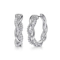 Premium Twisted Hoop Earrings With Hollow Cross Line Design, Simple Commuter Ear Cuffs view 1