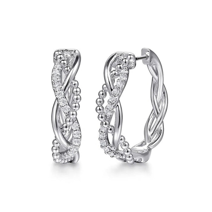 Premium Twisted Hoop Earrings With Hollow Cross Line Design, Simple Commuter Ear Cuffs