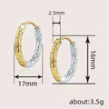 European American Premium Two Tone Textured Earrings Simple Gold Silver Fashion Jewelry view 4