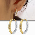 European American Premium Two Tone Textured Earrings Simple Gold Silver Fashion Jewelry view 2