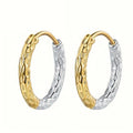 European American Premium Two Tone Textured Earrings Simple Gold Silver Fashion Jewelry view 3