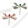 Metal Alloy Enamel Rhinestone Dragonfly Lapel Pin For Jackets Brooch view 2