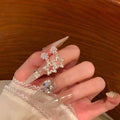 Korean Sparkling Zircon Star Stud Earrings For Women, Copper Minimalist Sweet Playful Jewelry view 4