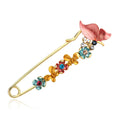 Red Gold Tone Flower Crystal Enamel Two Designs Metal Brooch Pin 2 Pictured Designs 2 view 1