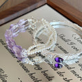 Asymmetric Acrylic Multilayer Faux Pearl Beaded Round Geometric Fashion OL Bangle view 3