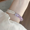 Asymmetric Acrylic Multilayer Faux Pearl Beaded Round Geometric Fashion OL Bangle view 2