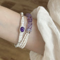 Asymmetric Acrylic Multilayer Faux Pearl Beaded Round Geometric Fashion OL Bangle view 4