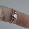 Rose Gold-Tone Purple Heart Ring With Clear Side Crystals view 2