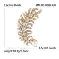 Luxury Alloy Rhinestone Feather Brooch Pin For Suits And Dresses view 6