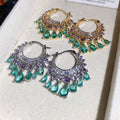 Zircon Round Teardrop Pendant Copper Drop Earrings Ethnic Vintage Light Luxury Style view 1
