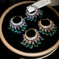 Zircon Round Teardrop Pendant Copper Drop Earrings Ethnic Vintage Light Luxury Style view 3