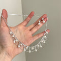 French Lace Faux Pearl Necklace And Stud Earrings Jewelry Set Light Luxury Vintage Palace Style view 3