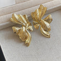 Irregular Geometric Textured Metal Stud Earrings With Silver Pins, Vintage Minimalist Statement Style view 4