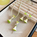 Plastic Pearl Beaded Apple Hair Clip Earrings Necklace Jewelry Set With Zircon Accents view 2