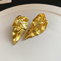 Light Luxury Alloy Crumpled Leaf Stud Earrings, European American Fashion Metal Ear Jewelry view 4