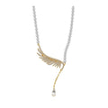 Light Luxury Faux Pearl Beaded Wing Teardrop Pendant Choker Necklace With Zircon Accents view 5