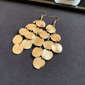 European American Geometric Round Tassel Metal Hook Drop Earrings Vintage Light Luxury Style view 4