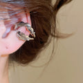 18K Gold Plated Copper Feather Clip-on Earrings For Women No Piercing Light Luxury Office Style view 3
