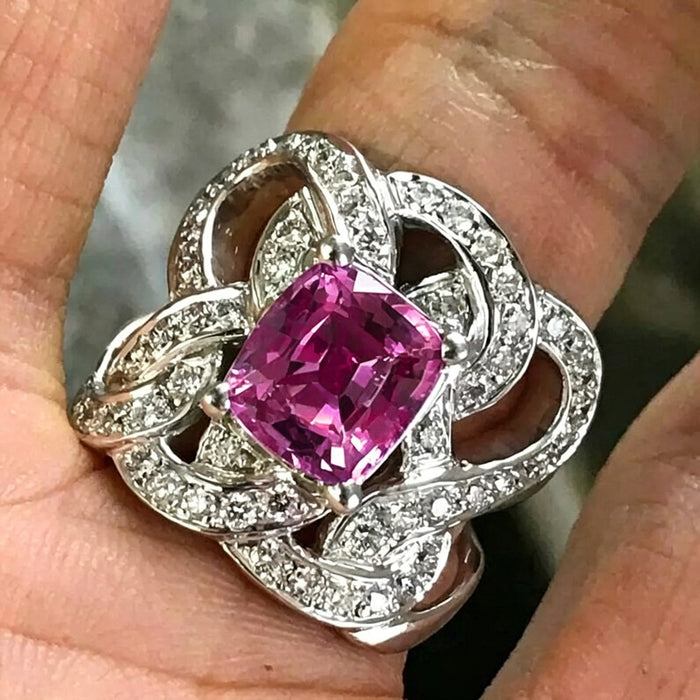 Heavy Work Noble Lady Flower Ring For Women, Princess Style Statement Single Finger Jewelry