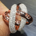 Chunky Twisted Rope Wrap Ring For Women Statement Party Wax Set Zircon Jewelry view 1
