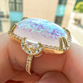 European Palace Style Faux Opal Ring For Women, Double Claw Setting Finger Jewelry view 2