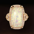European Palace Style Faux Opal Ring For Women, Double Claw Setting Finger Jewelry view 3