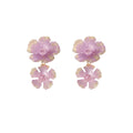 Elegant Two Tone Alloy Flower Drop Dangle Lightweight Pink Gold Floral Statement Fashion Earrings view 5