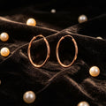 Elegant Diamond-Cut Faceted Gold Alloy Hoop Huggie Minimalist Smooth Metal Round Circle Earrings view 2