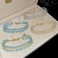 Starry Glass Crystal Woven Hollow Beaded Bracelet For Women Geometric Round Fashion OL Jewelry view 2