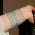 Starry Glass Crystal Woven Hollow Beaded Bracelet For Women Geometric Round Fashion OL Jewelry view 3