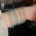 Starry Glass Crystal Woven Hollow Beaded Bracelet For Women Geometric Round Fashion OL Jewelry view 1